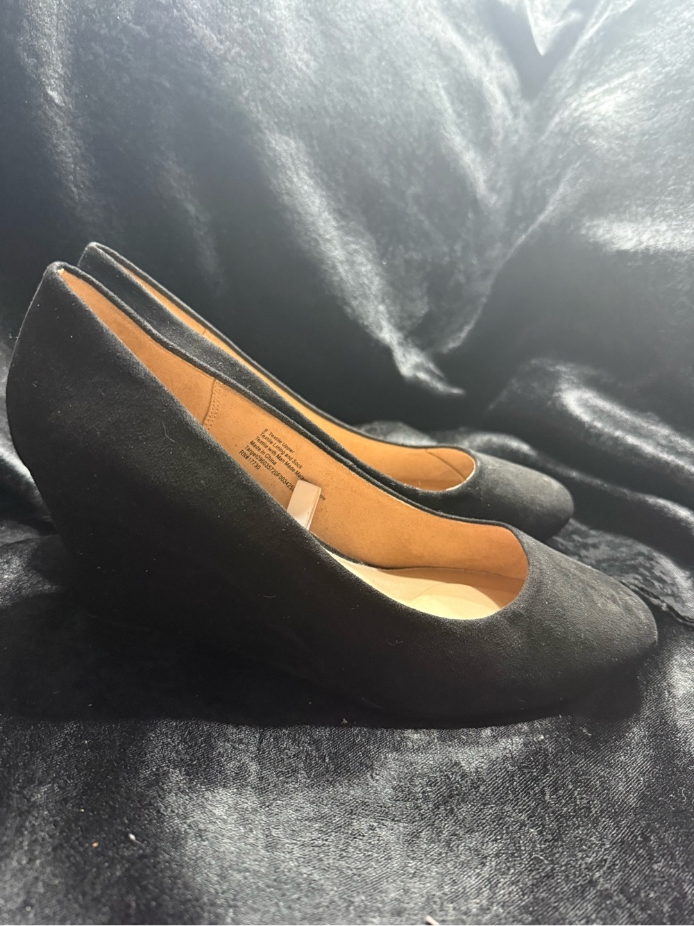 Black Faux Suede Wedge Heels | Classic Office Career
